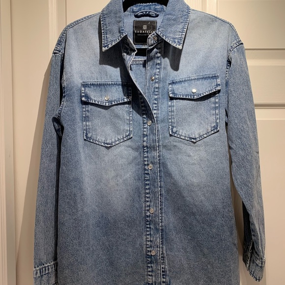 New Bagatelle oversized boyfriend’s blue Denim jacket Shirt 100% cotton size S - Picture 3 of 9